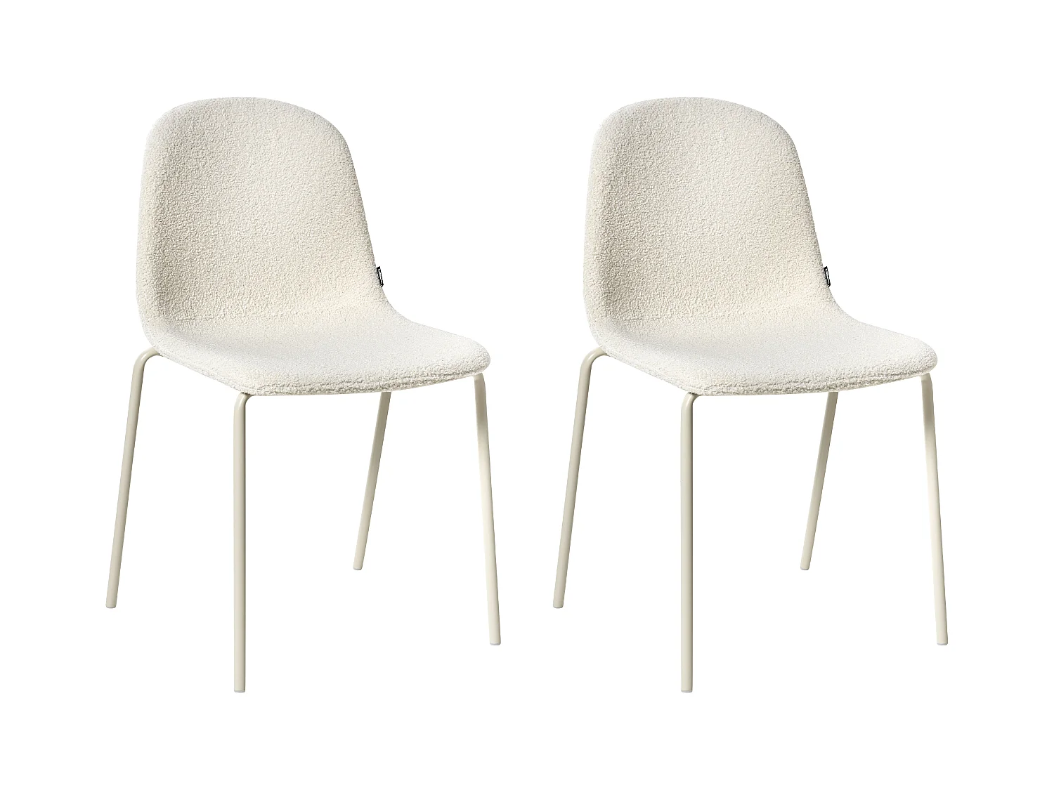 Lot de 2 chaises de conférence LOMA Bouclé Blanc cassé