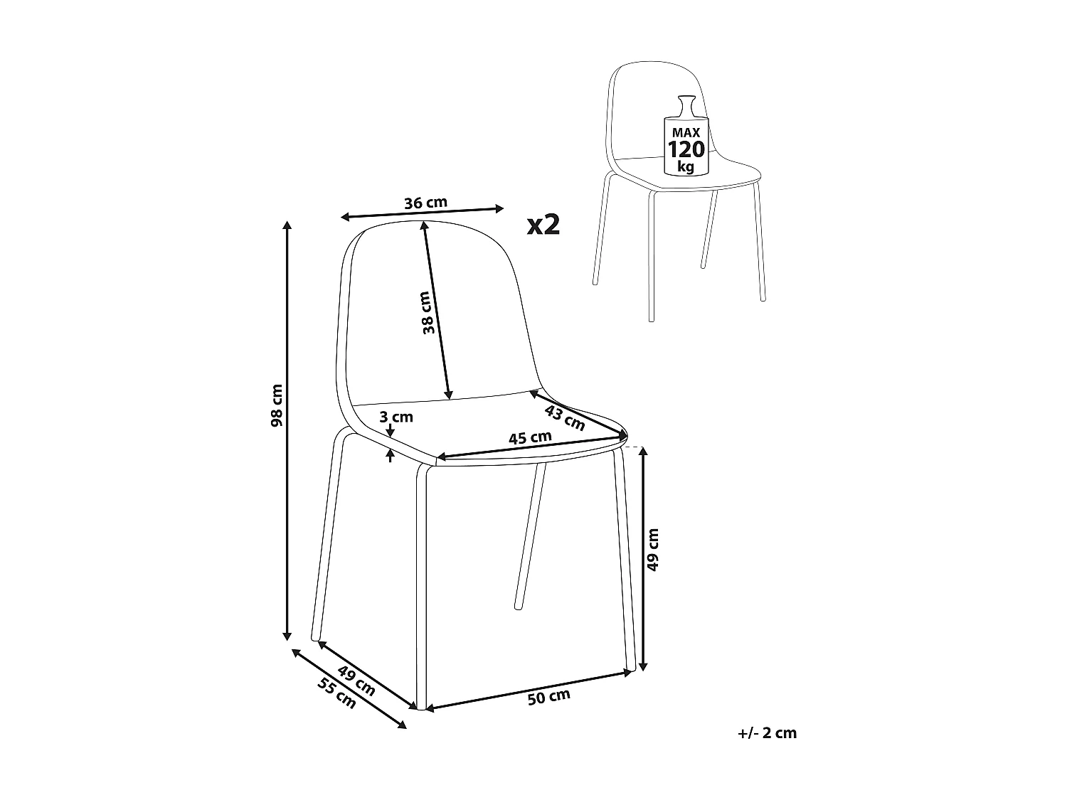 Konferenzstuhl 2er Set LOMA Bouclé Cremeweiss