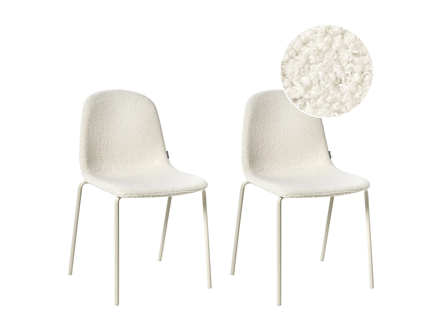 Lot de 2 chaises de conférence LOMA Bouclé Blanc cassé