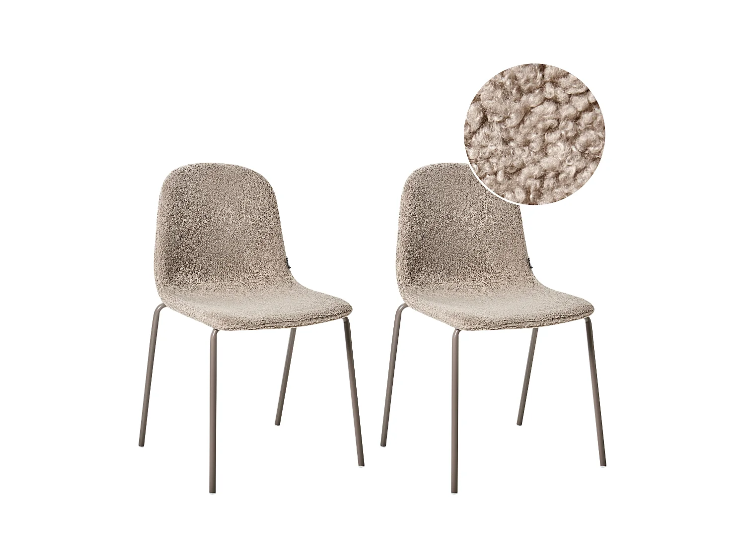 Lot de 2 chaises de conférence LOMA Bouclé Taupe