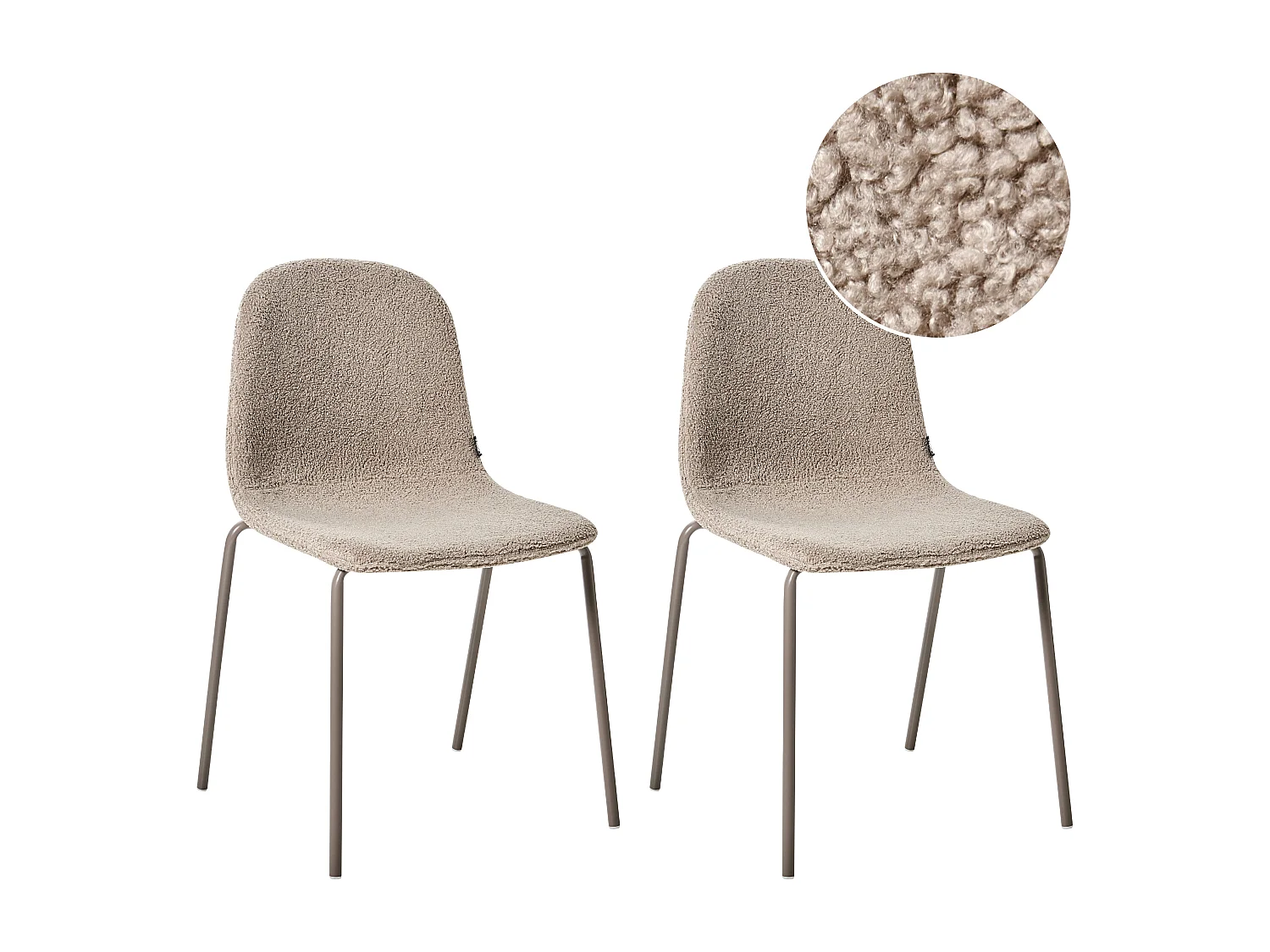 Lot de 2 chaises de conférence LOMA Bouclé Taupe