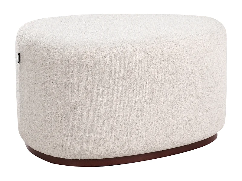 Pouf Stoff gepolstert hell beige mit Holzdetail modernes Design Saco