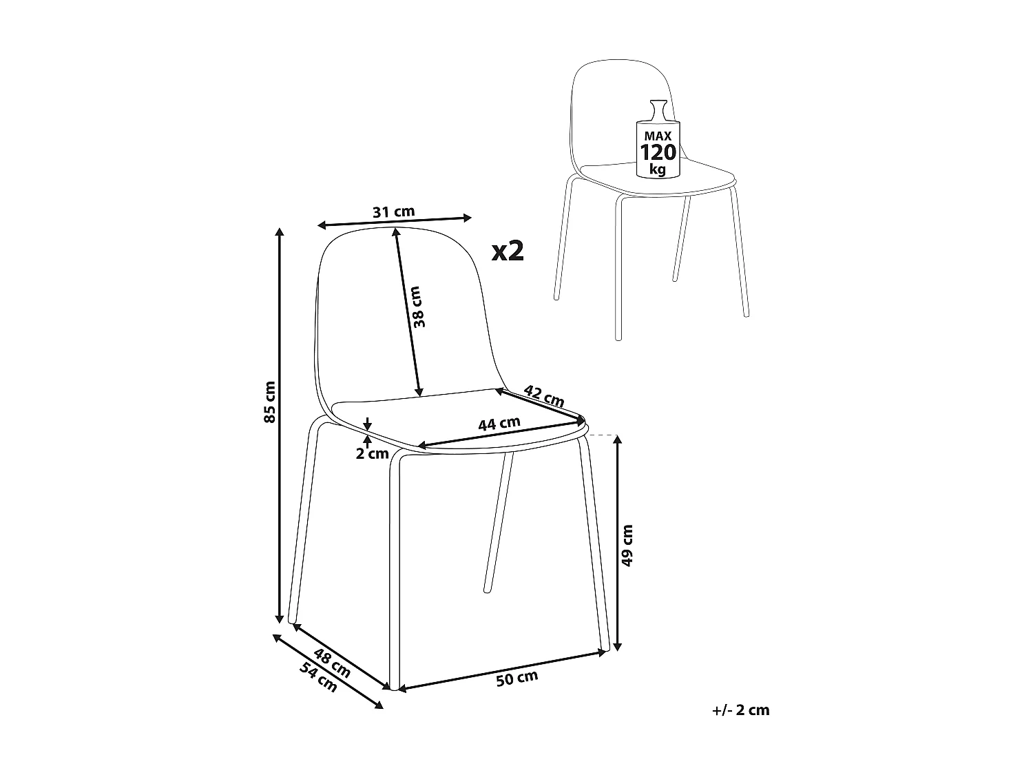 Set van 2 vergaderstoelen DORR Lichtbeige