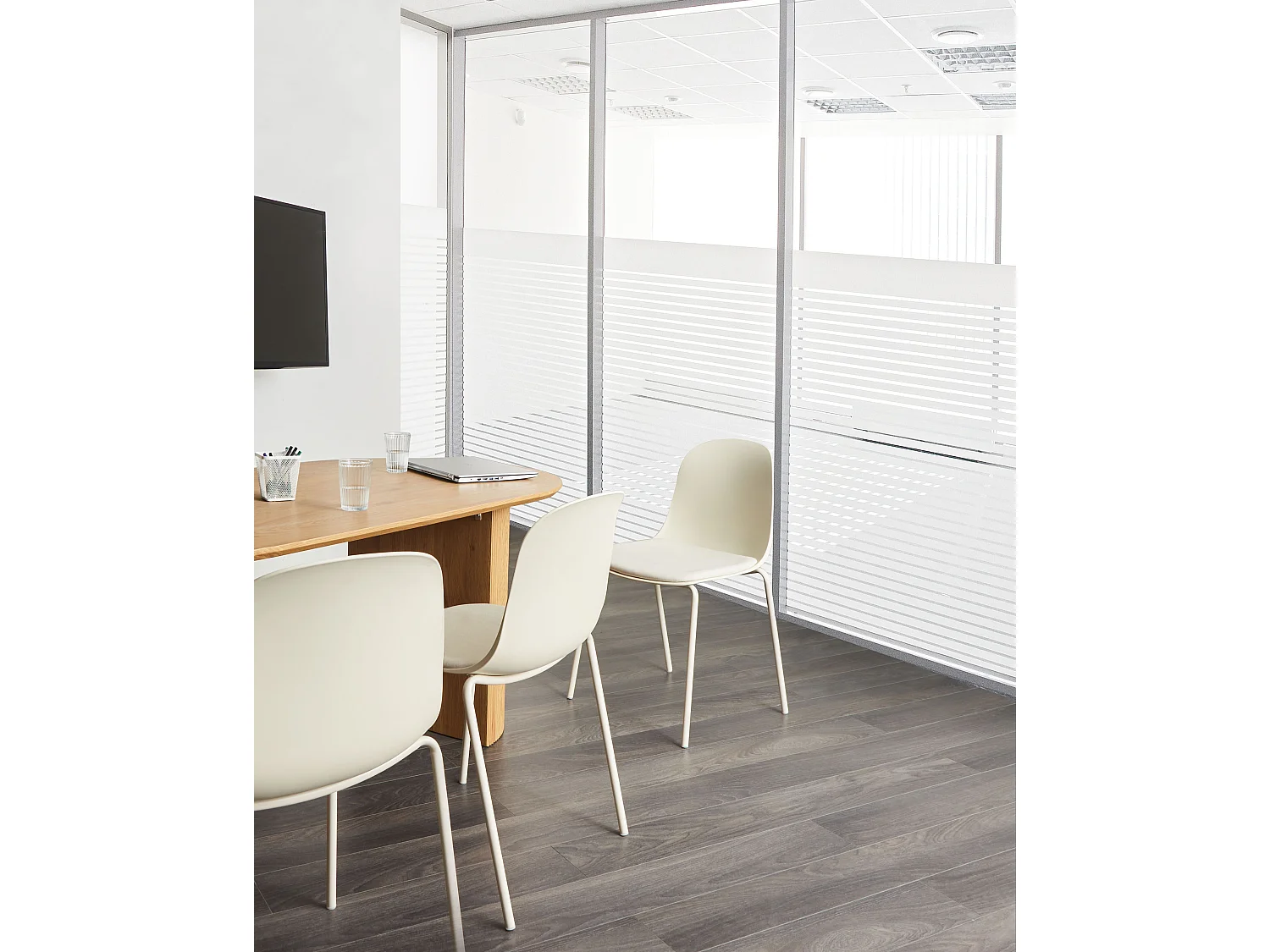 Lot de 2 chaises de conférence DORR Beige clair