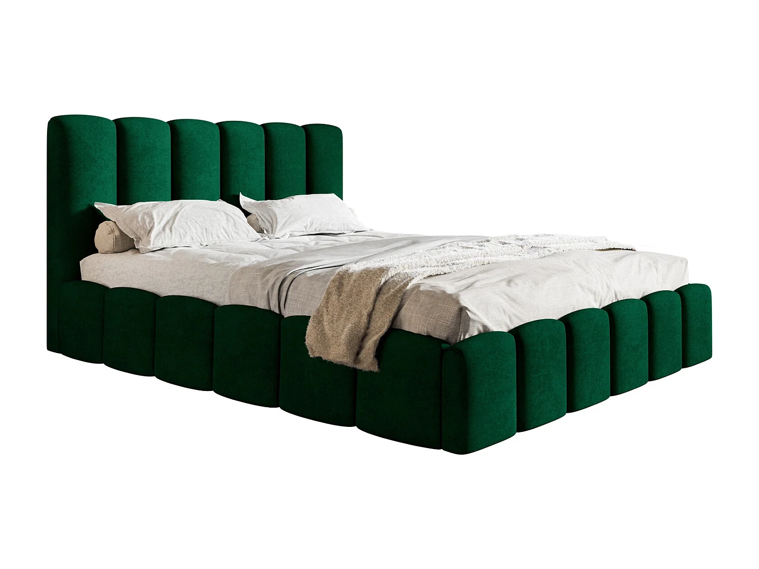 Gestoffeerd bed 140x200 Palermo met lattenbodem - opbergruimte, fluwelen Groen (Kronos 19)