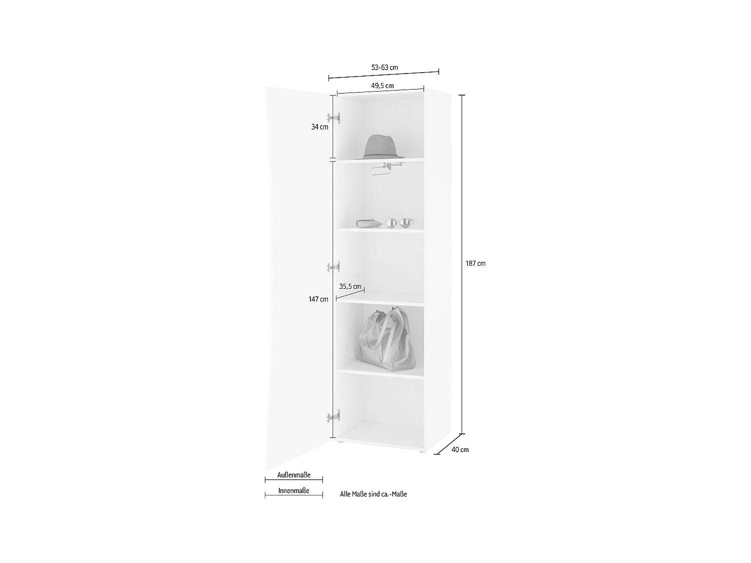 Libreria Calli L 80 x P 24.6 x H 192 cm ardesia, portata per ripiano 5 kg