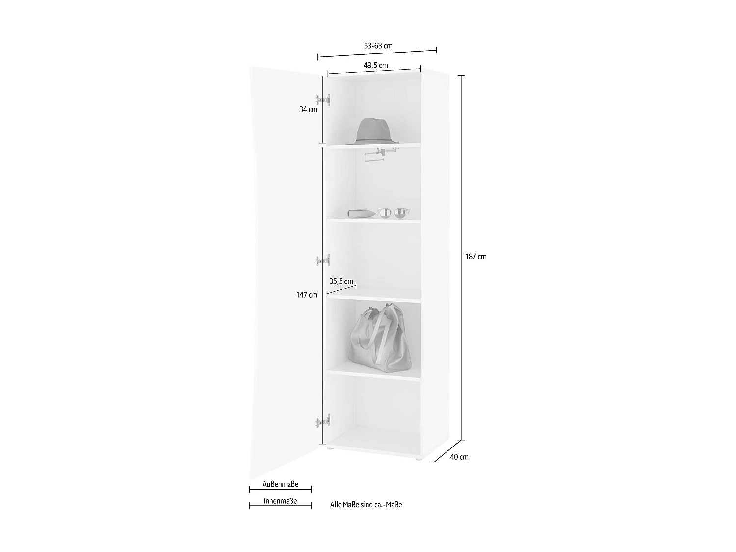 Libreria Calli L 80 x P 24.6 x H 192 cm ardesia, portata per ripiano 5 kg