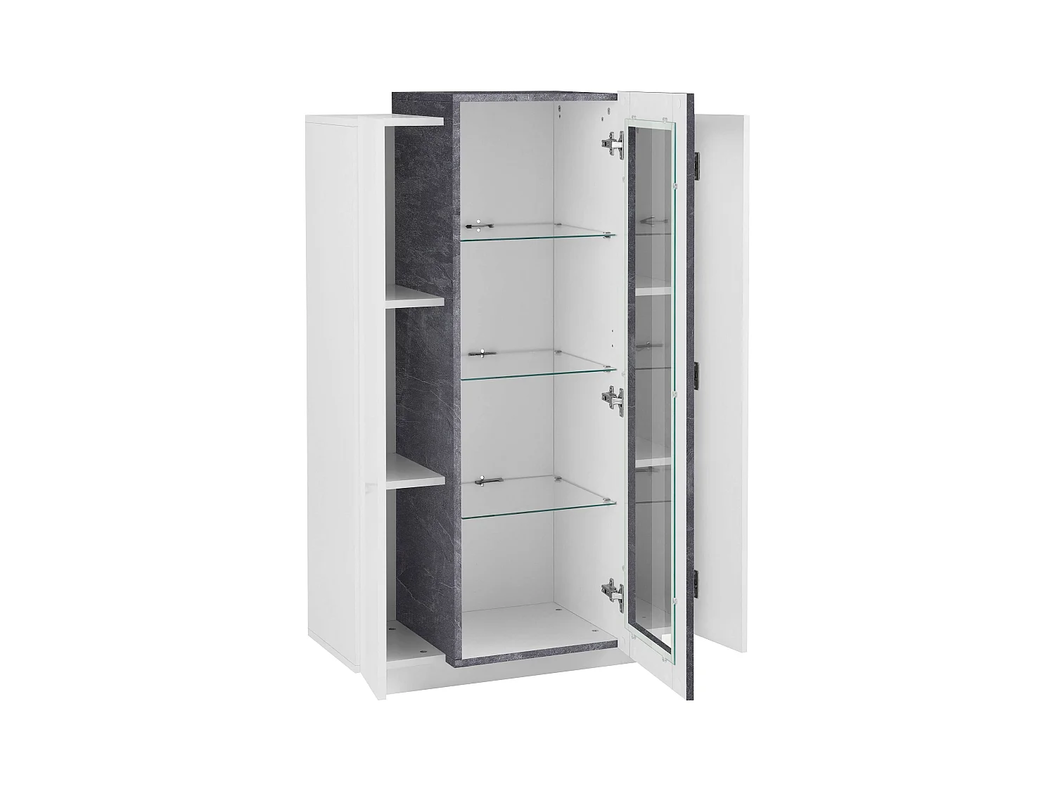 Mobile Vetrina Coro L 80 x H 120.5 x P 38 cm bianco lucido e grigio ardesia