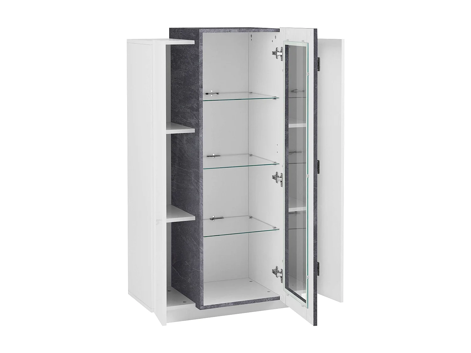 Mobile Vetrina Coro L 80 x H 120.5 x P 38 cm bianco lucido e grigio ardesia