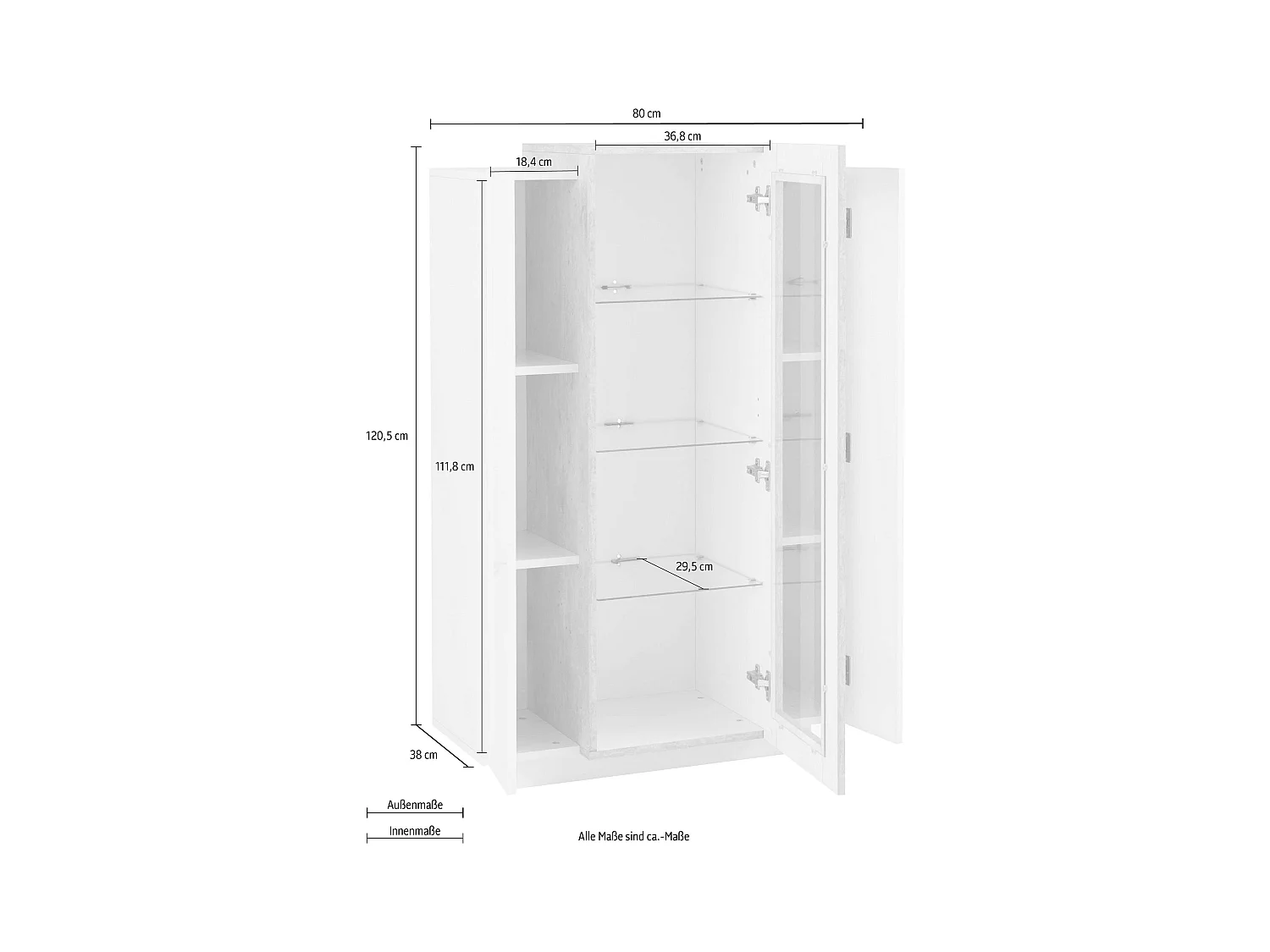 Vitrina diseño blanco brillante y gris para salón Corona