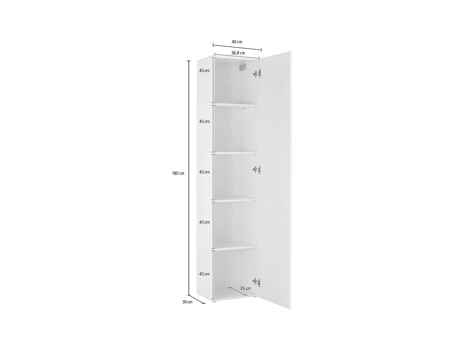 Armoire colonne design blanc brillant 5 étagères Joy Wardrobe