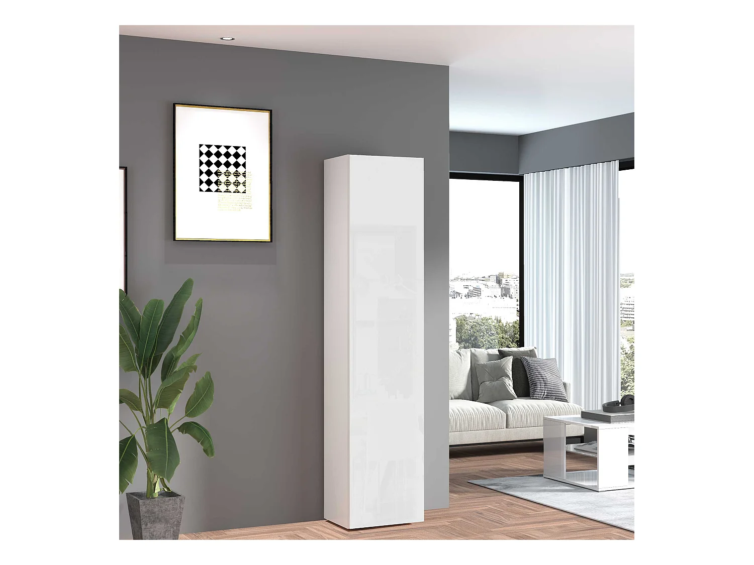 Columna armario diseño mueble vestíbulo 5 compartimentos brillante Joy Wardrobe
