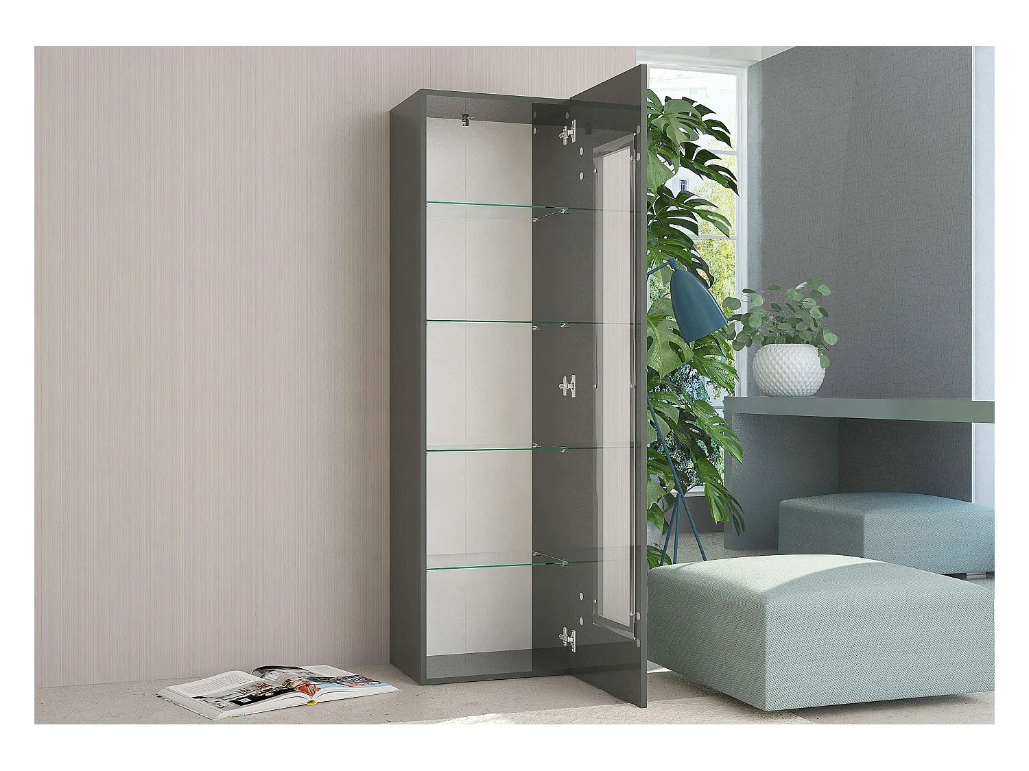 Mobile Vetrina DAIQUIRI L 45 x H 162 x P 34 cm grigio