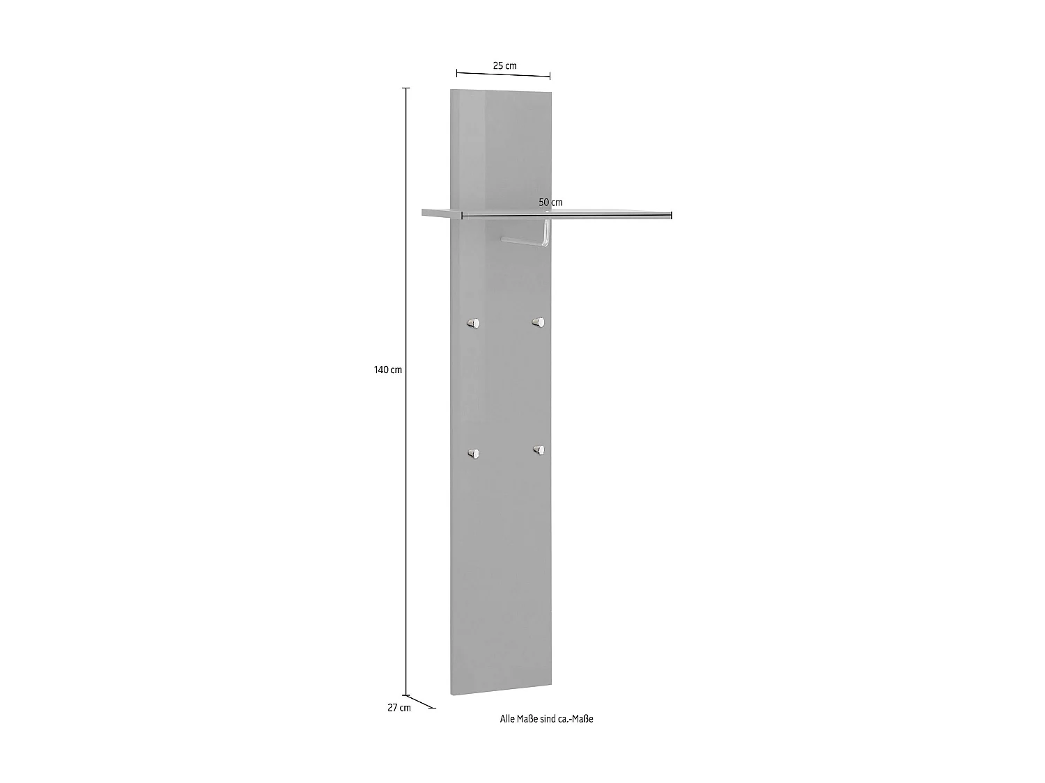 Moderne Wandgarderobe mit 4 Haken und Ablage für den Eingangsbereich Magic Jako Ardesia