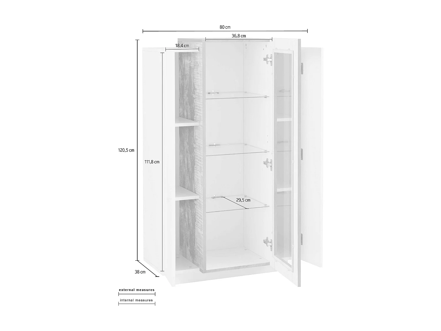 Mobile Vetrina Coro L 80 x H 120.5 x P 38 cm bianco lucido