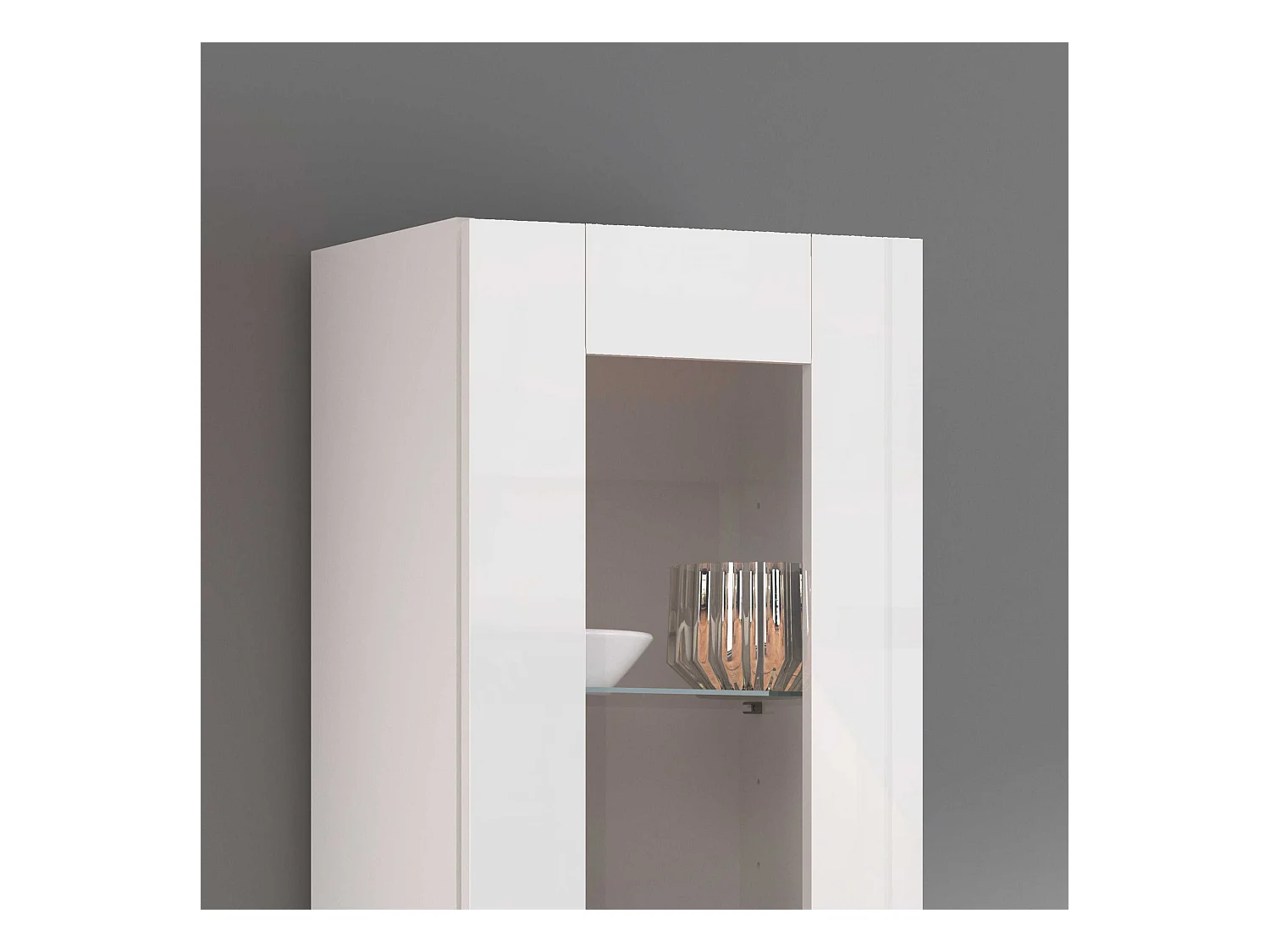 Vetrina soggiorno Maruska con 1 anta bianco lucido 40x30x180 cm