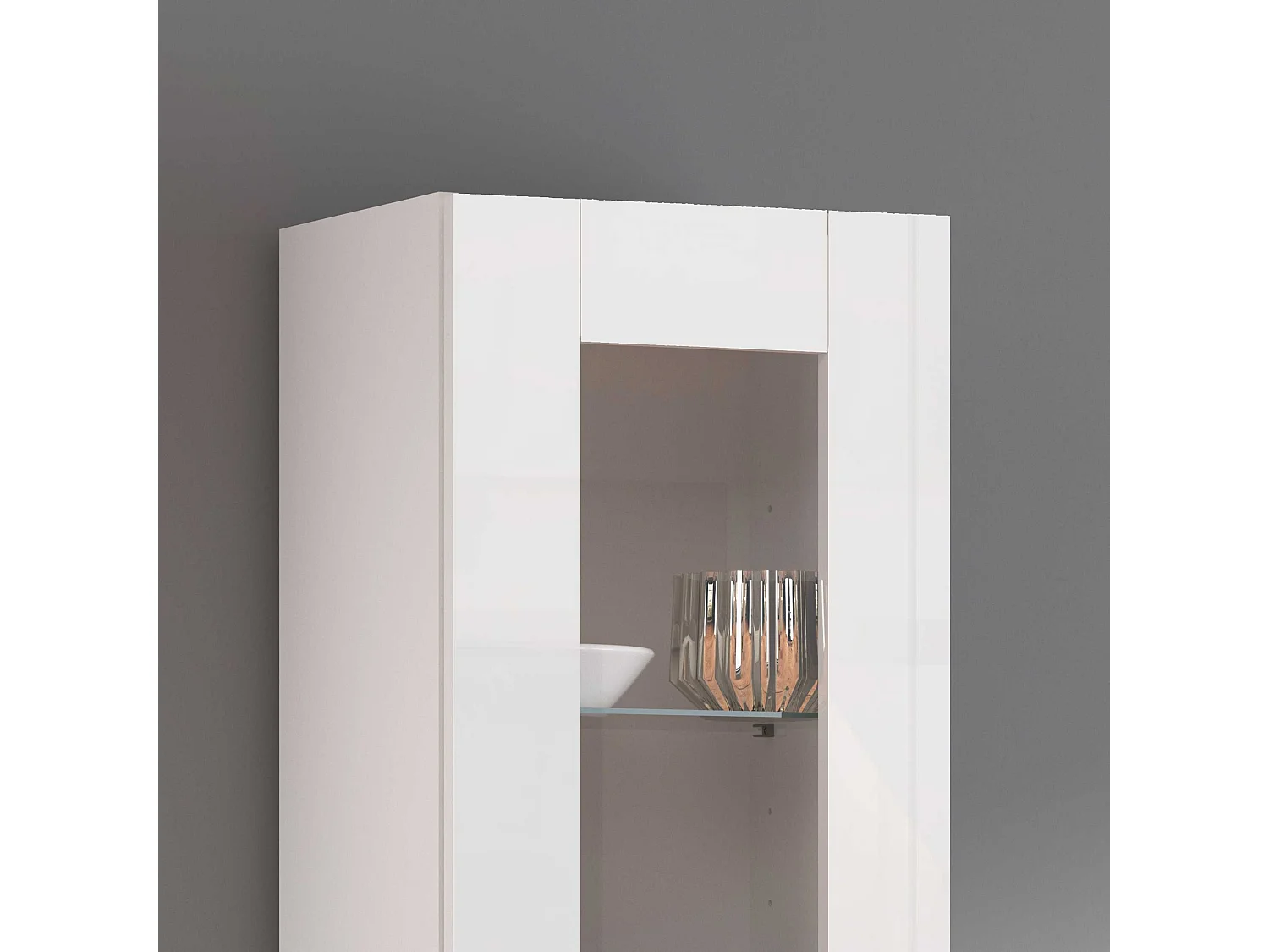 Hochglanz-Weiße Vitrine für Wohnzimmer mit 4 Glasböden Joy Vidrio