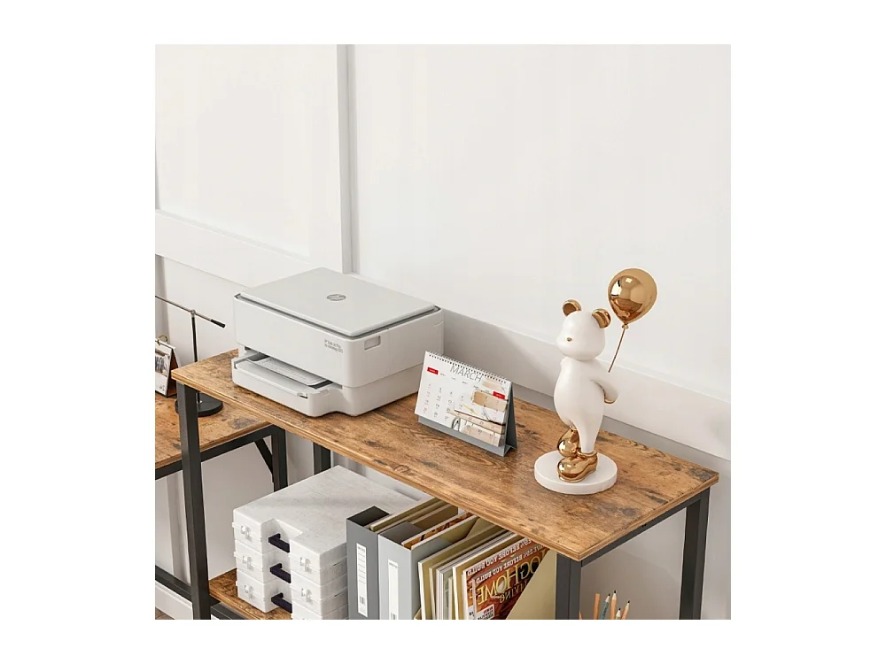 Bureau industriel Loft Bibliothèque en bois 2 étagères Console Rustique Marron