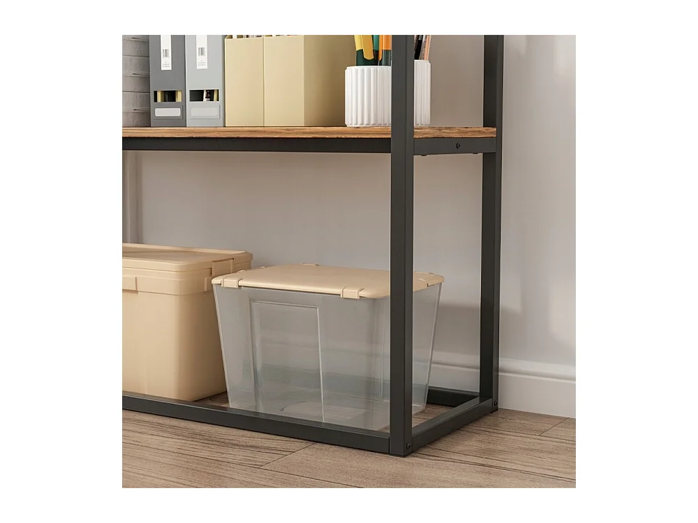 Bureau industriel Loft Bibliothèque en bois 2 étagères Console Rustique Marron