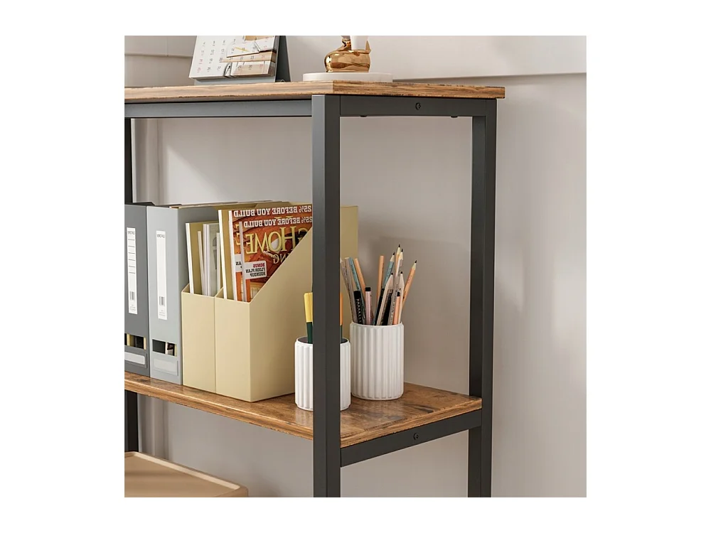 Bureau industriel Loft Bibliothèque en bois 2 étagères Console Rustique Marron