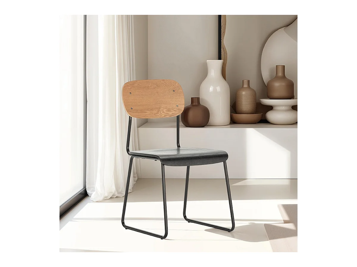 Lot de 2 chaises effet bois noir - Eken