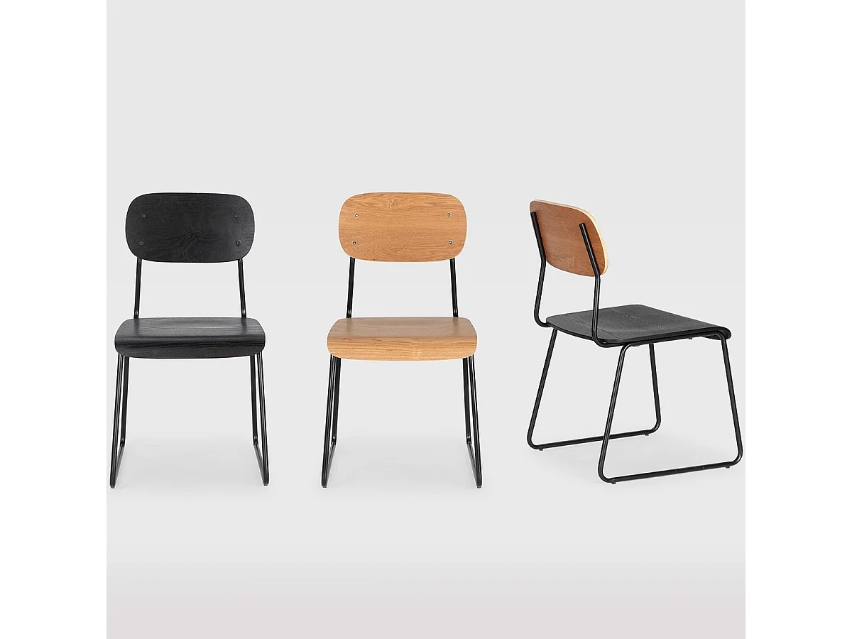 Lot de 2 chaises effet bois noir - Eken