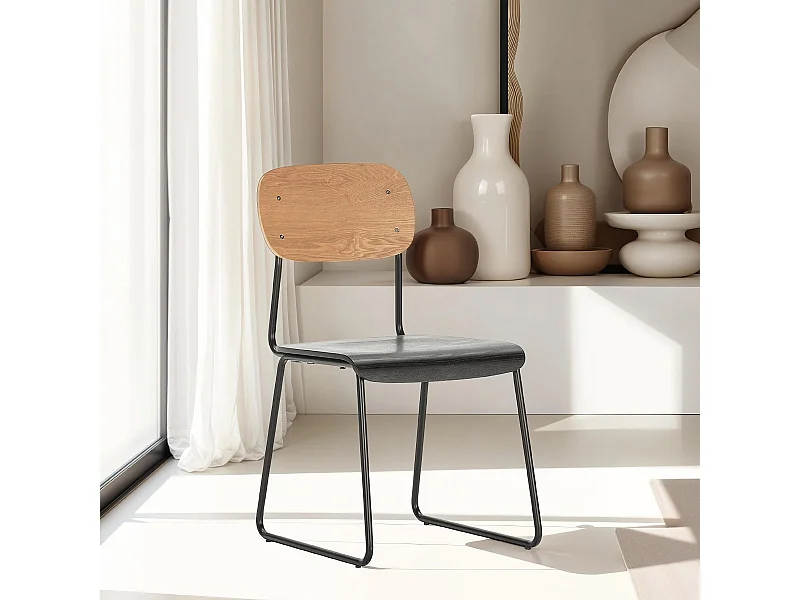 Lot de 2 chaises effet bois noir - Eken