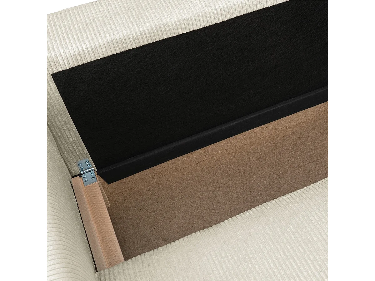 Canapé d'angle convertible 3 places en velours côtelé beige ASTI