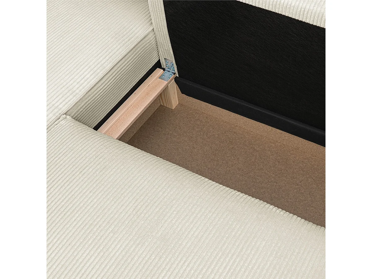 Canapé d'angle à gauche convertible 3 places en velours côtelé beige - Asti