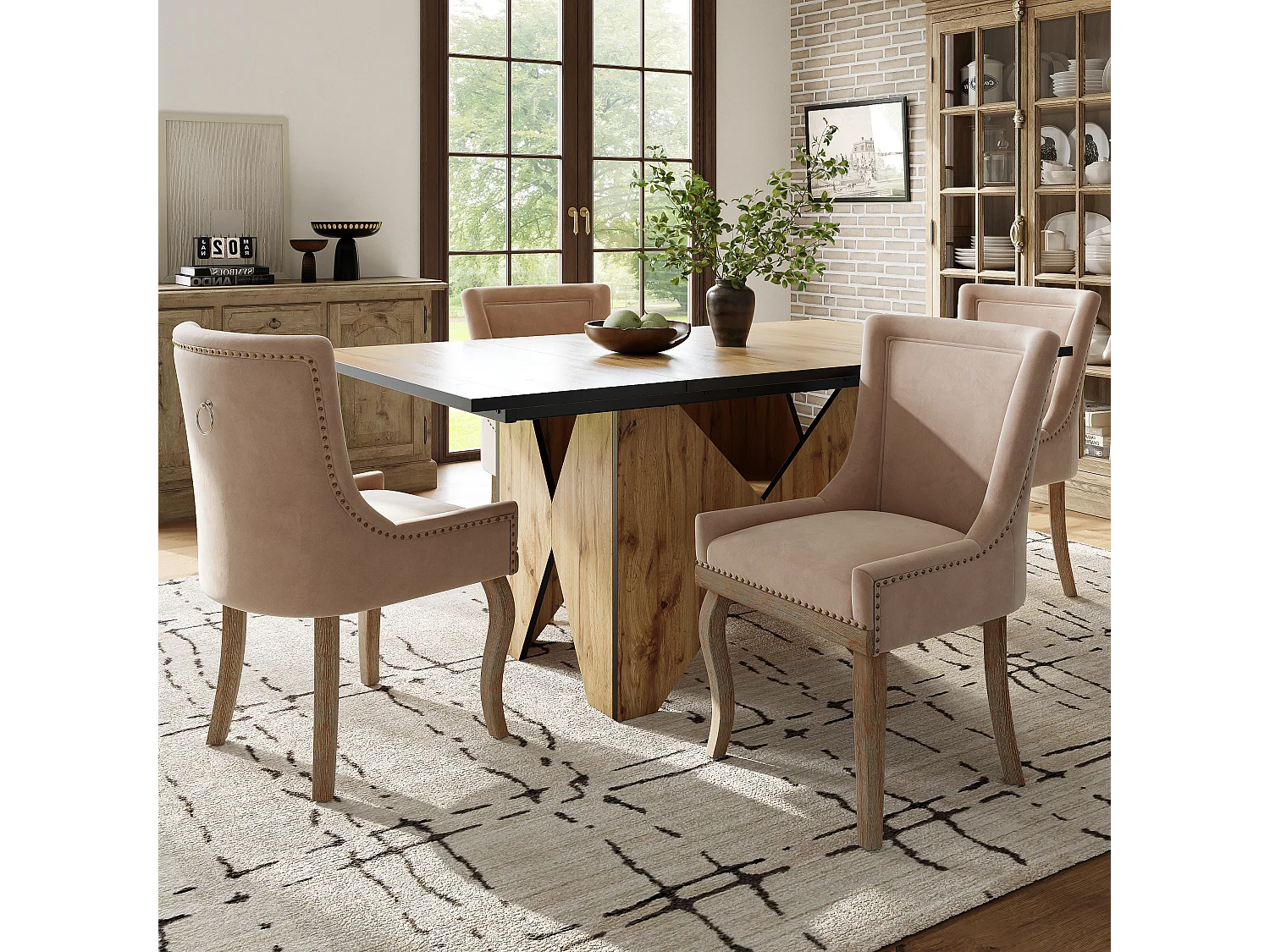 Eettafelset (5-delig), 138,5 x 80 cm eettafel en 4 stoelen