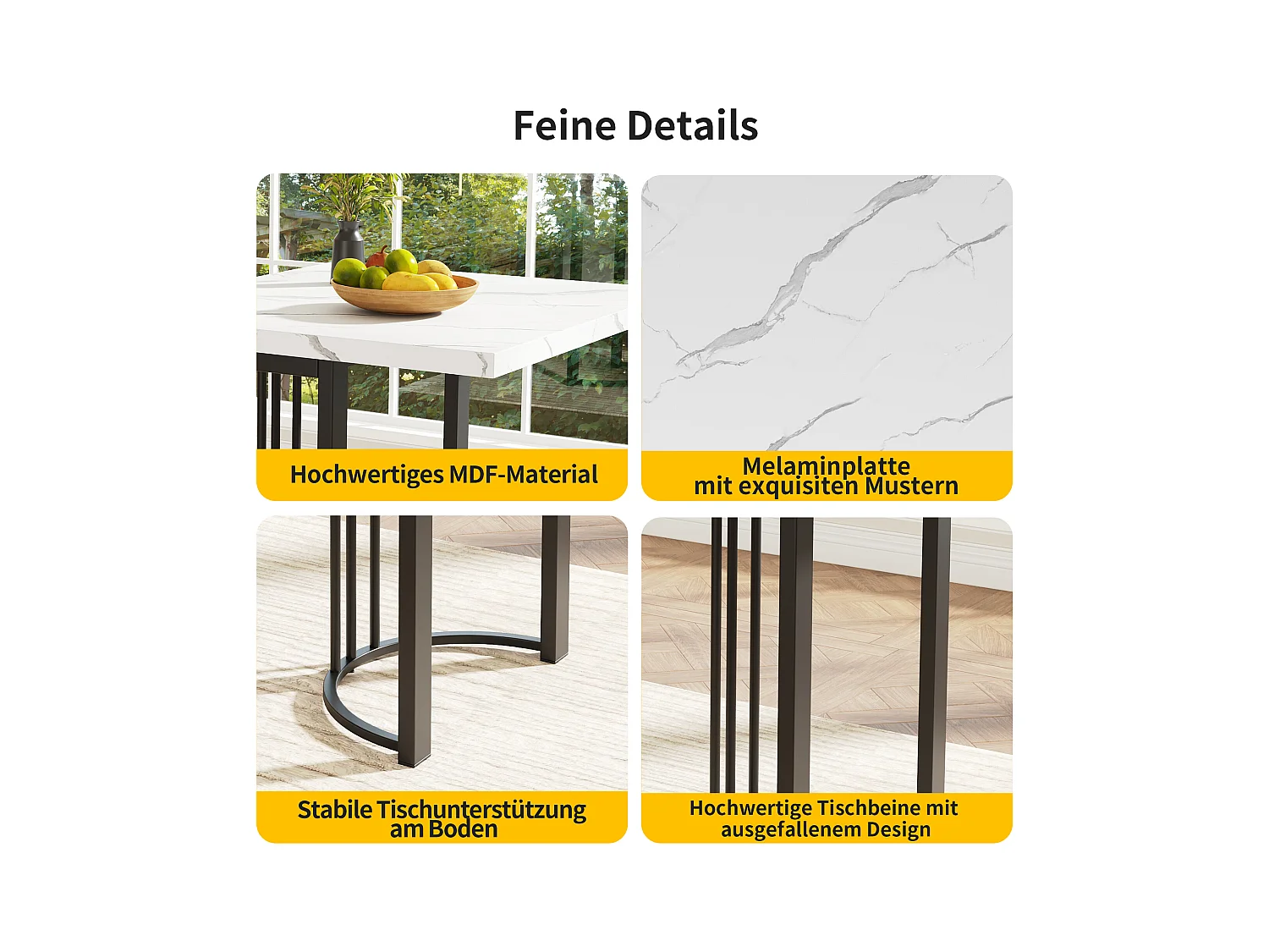 Conjunto de sala de jantar extensível, cadeiras de jantar em veludo preto