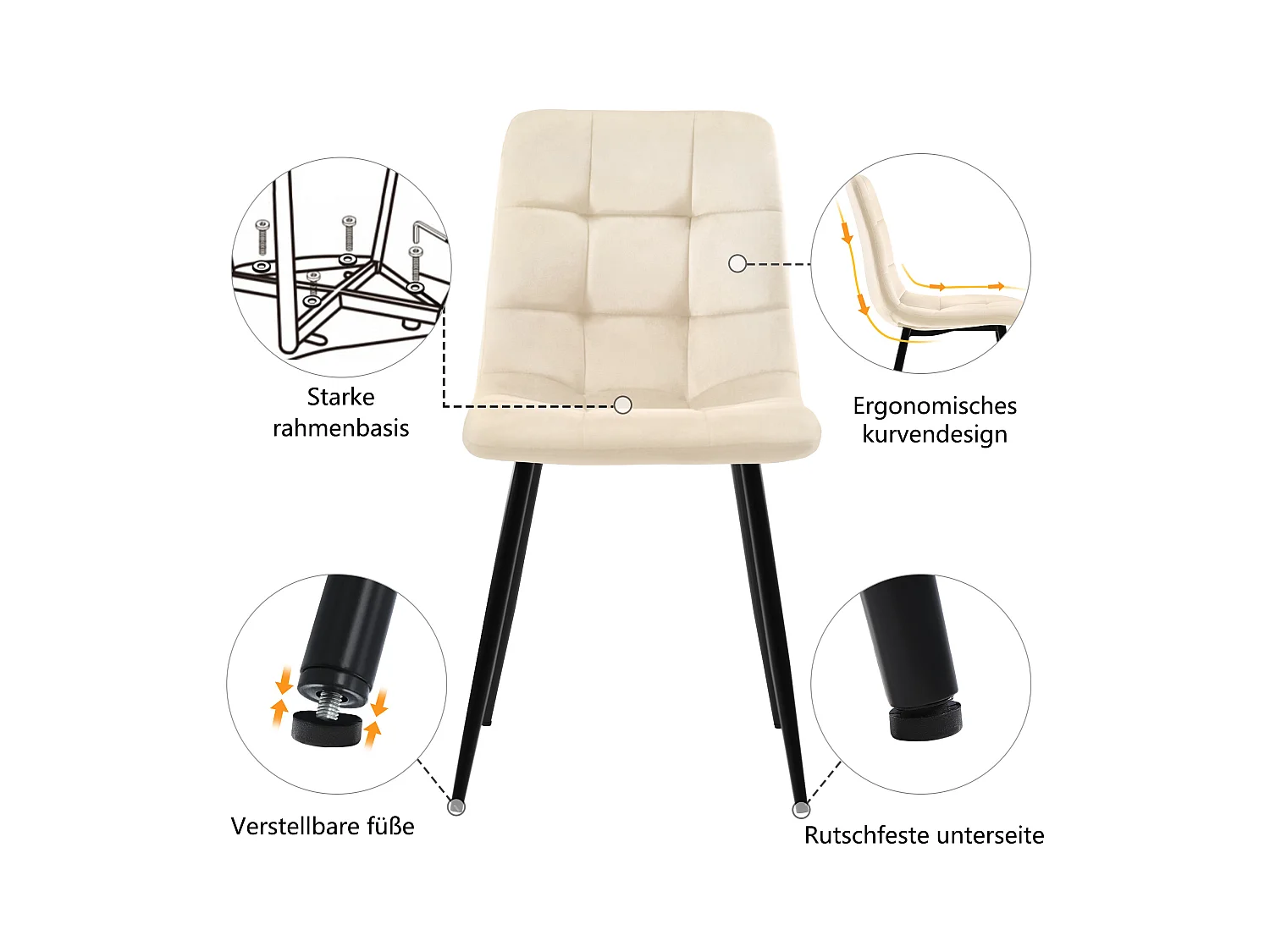 Ensemble table à manger rectangulaire de 117cm avec 4 chaises,table de cuisine moderne