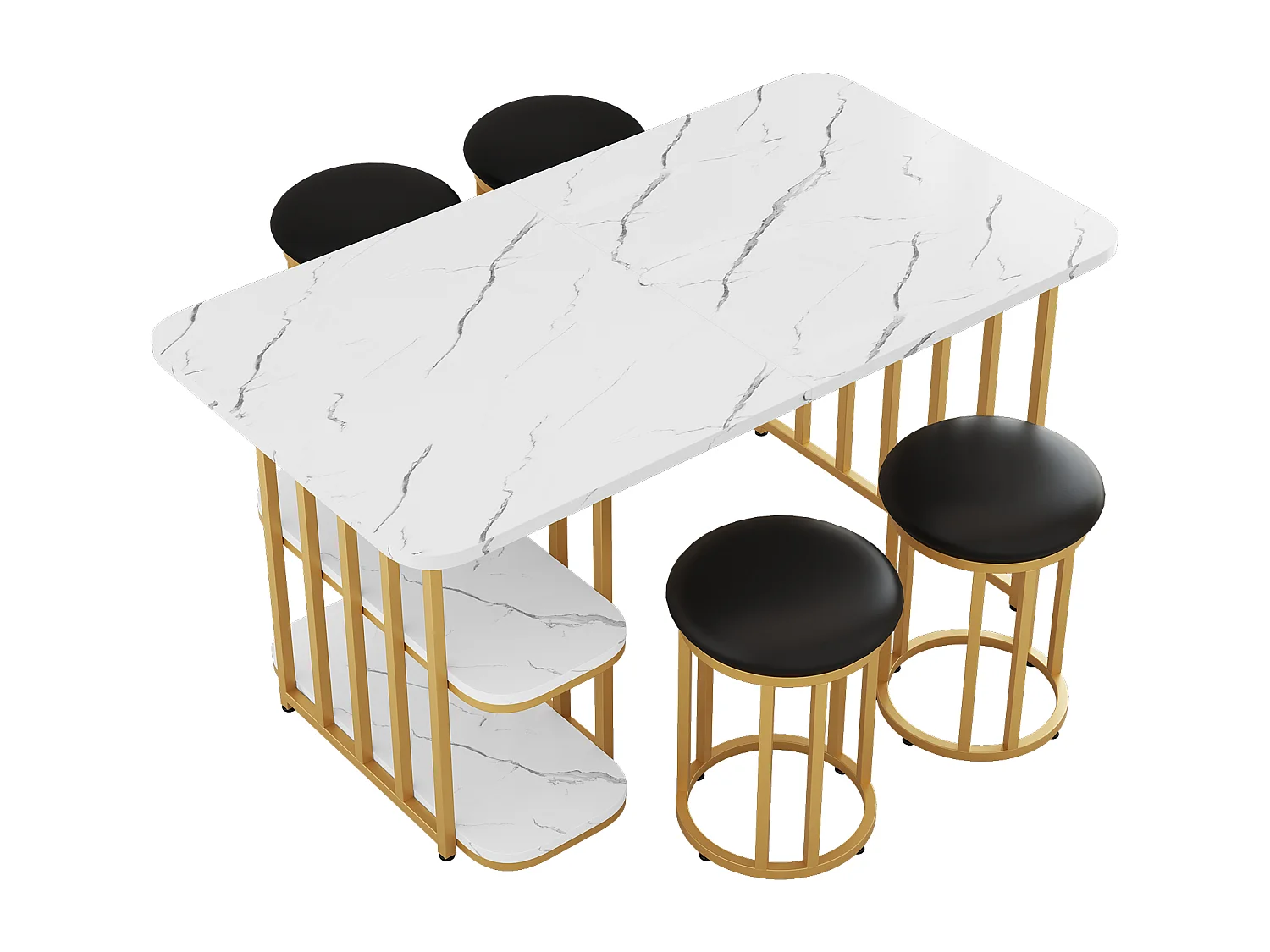 Conjunto de comedor con 4 sillas, conjunto de mesa de cocina, con espacio de almacenamiento