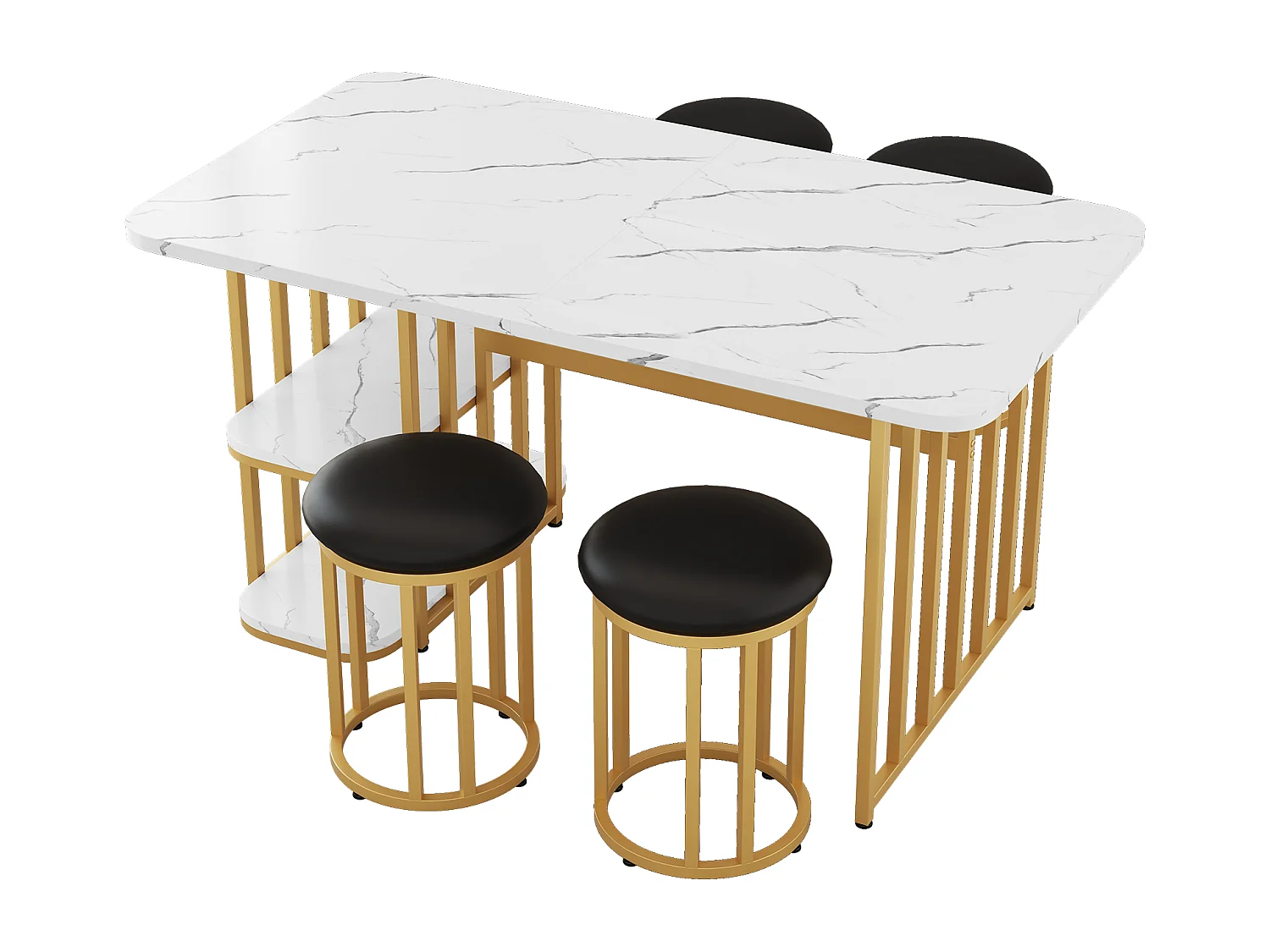 Conjunto de comedor con 4 sillas, conjunto de mesa de cocina, con espacio de almacenamiento