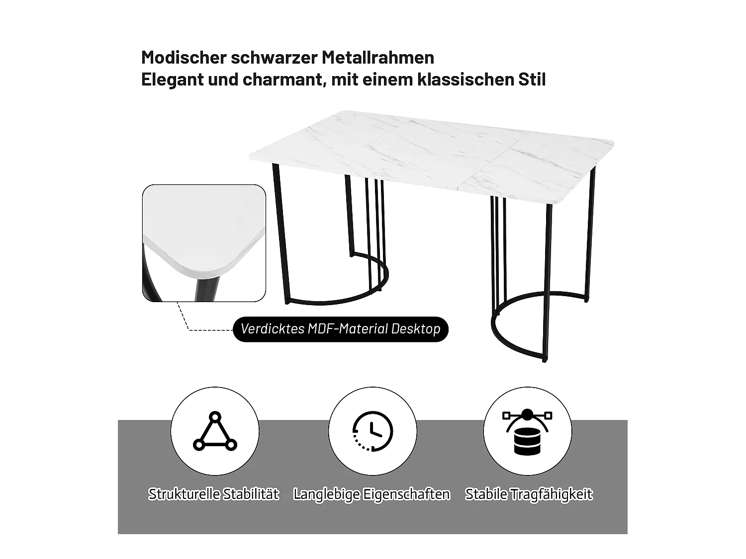 Esszimmerset (140 × 80 × 75 cm Esstisch mit 4 Stühlen), Küchentisch