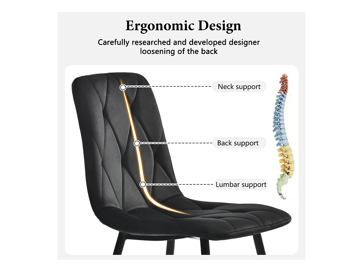 117 x 68 cm Esstisch-Set, rechteckiger Tisch, 4 schwarze Samtstühle, goldene Beine