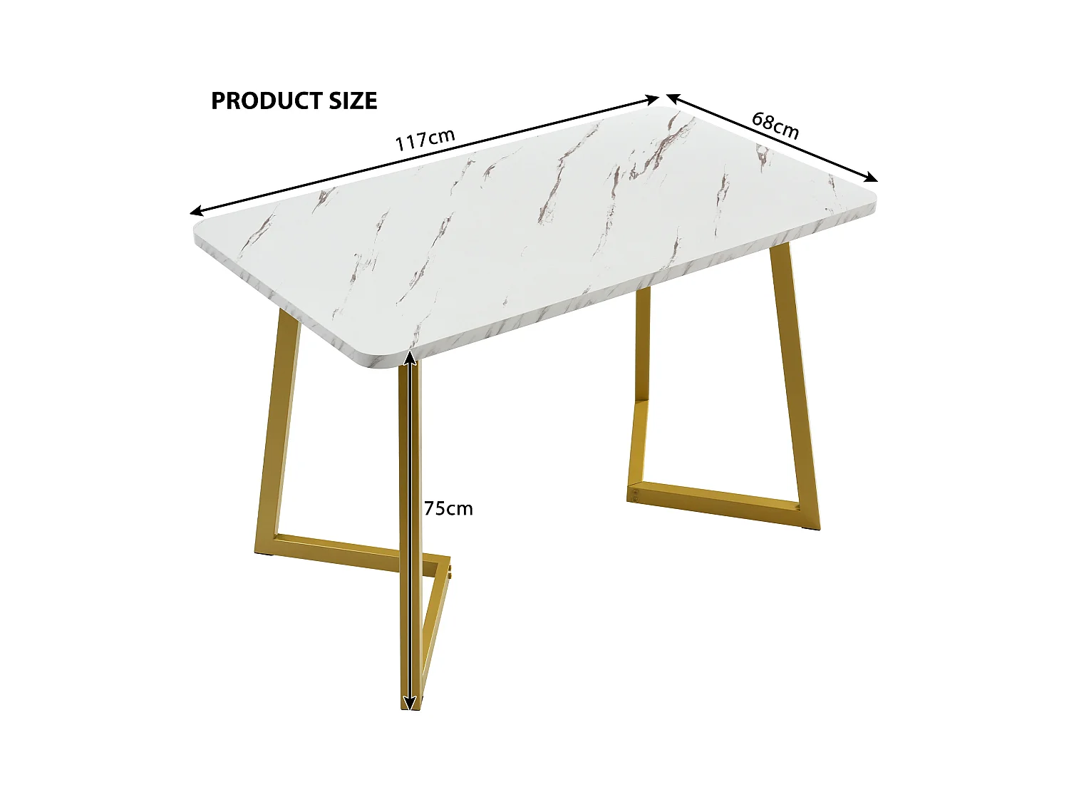 117 x 68 cm Esstisch-Set, rechteckiger Tisch, 4 schwarze Samtstühle, goldene Beine