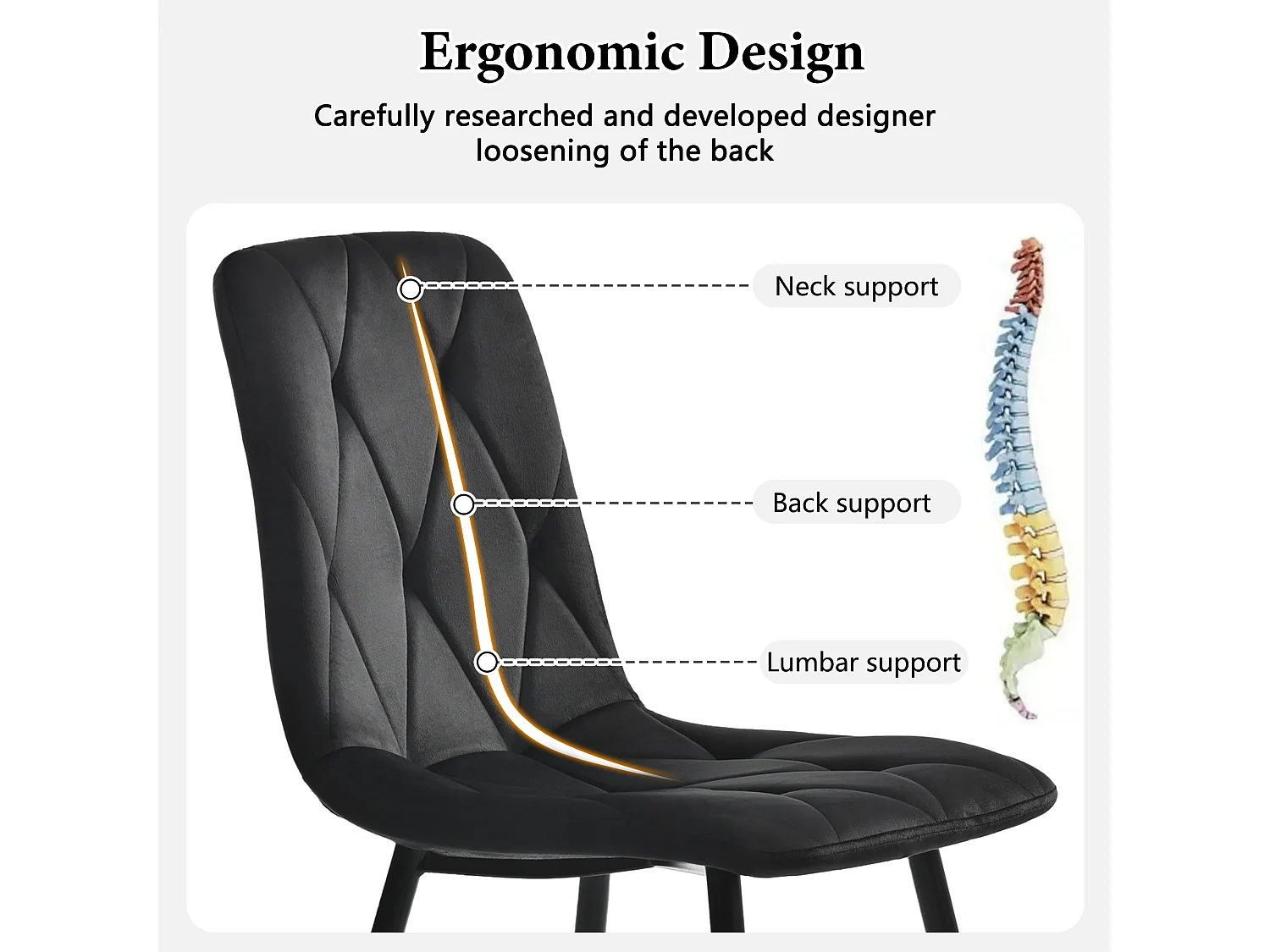 Ensemble salle à manger 117x68 cm,table rectangulaire,4 chaises velours noir,pieds dorés