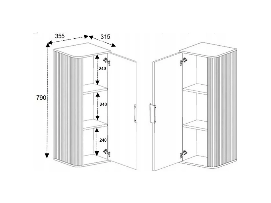 Armoire de toilette, blanc, poignée doré, 79 x 35,5 x 31,5 cm