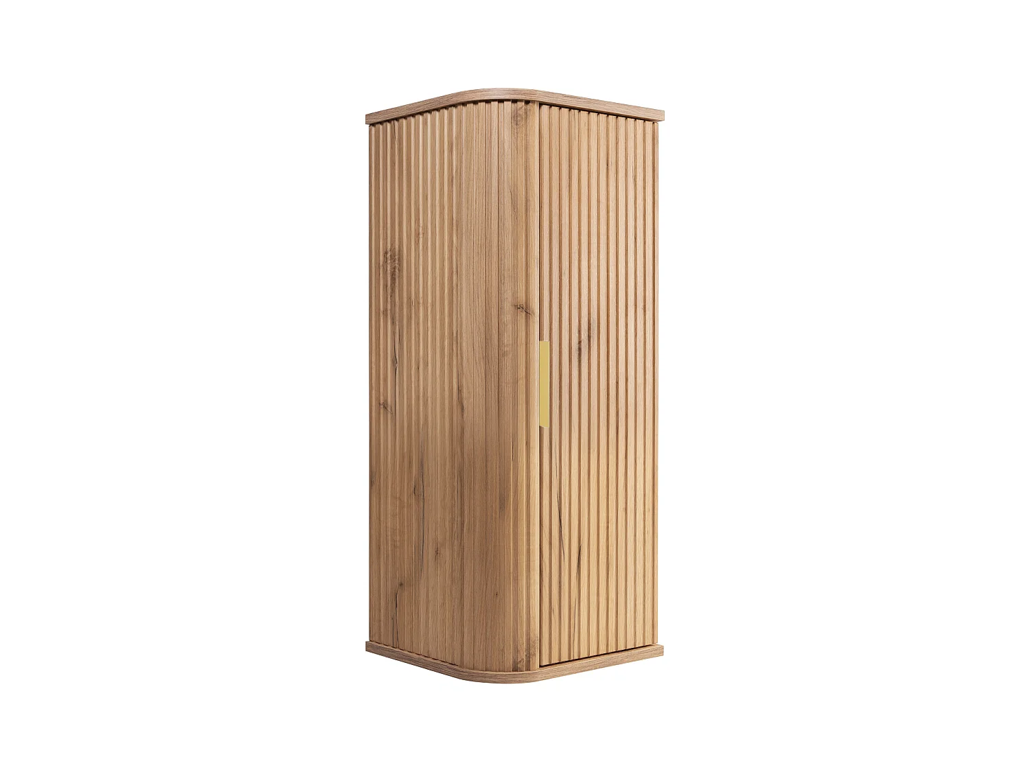 Badezimmer-Wandschrank, Gold Craft Eiche, Goldener Griff, 35,5 x 79 x 31,5 cm