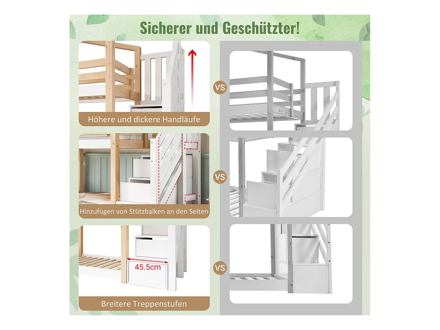 Cama infantil Treehouse de 90 x 200 cm, litera con ventana, almacenaje y protección anticaídas