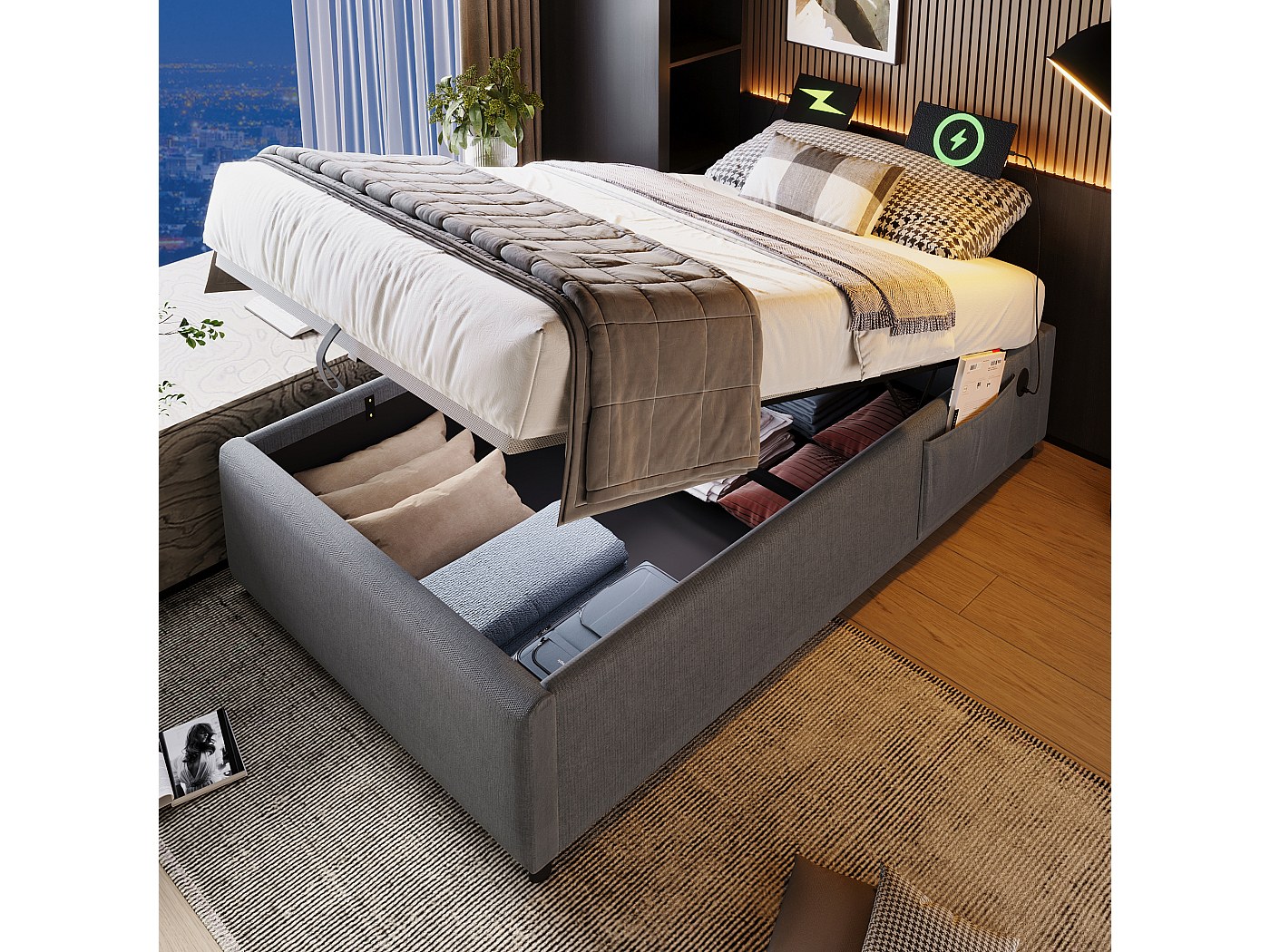 Letto singolo 90x200 cm, testiera con decorazione a corona, striscia luminosa a LED, rete a doghe, velluto, letto per bambini principessa - Rosa