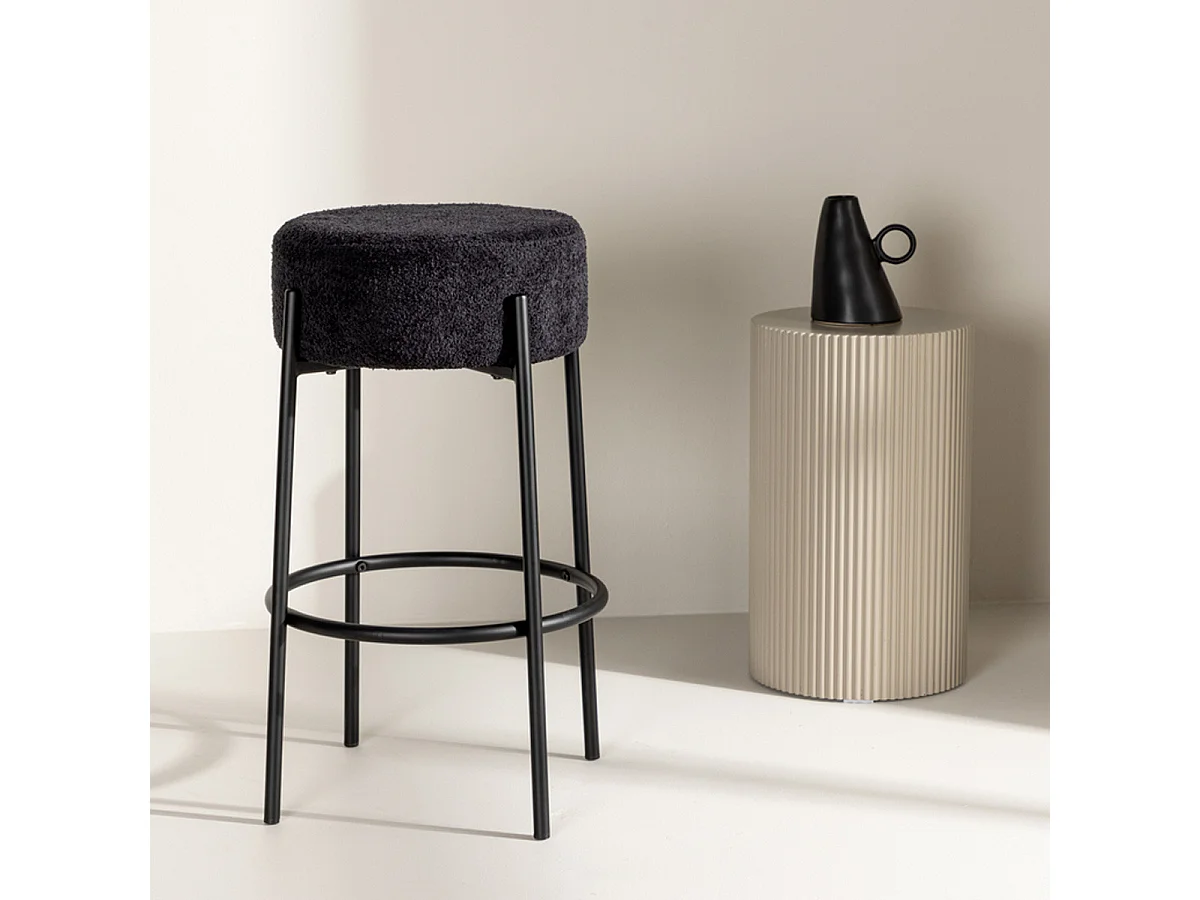 Tabouret de Bar Bouclette "Tucson" 70cm Noir