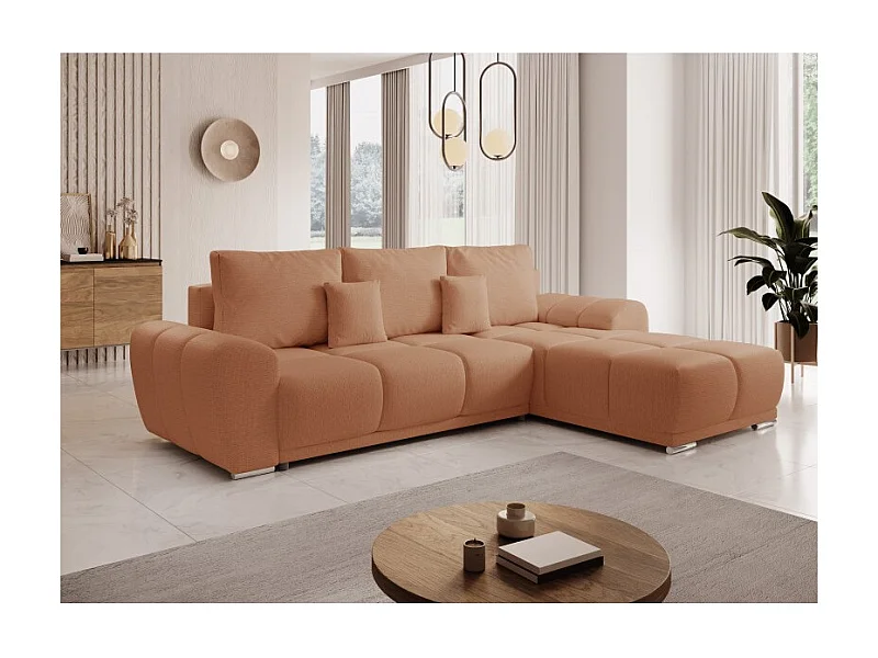 Canapé d'angle convertible BELUGIA en tissu anti tâche hydrophobe