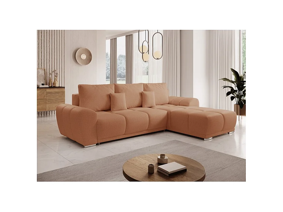 Canapé d'angle convertible BELUGIA en tissu anti tâche hydrophobe