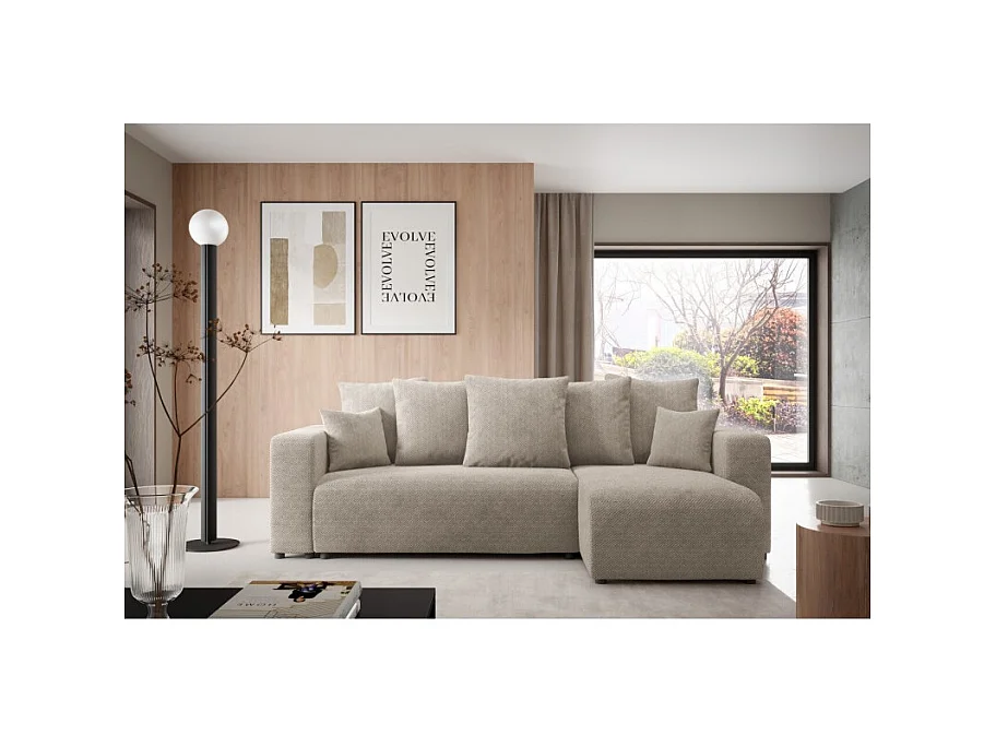 Canapé d'angle convertible LAVIA en Tissu Anti tâche hydrophobe Doux au Toucher