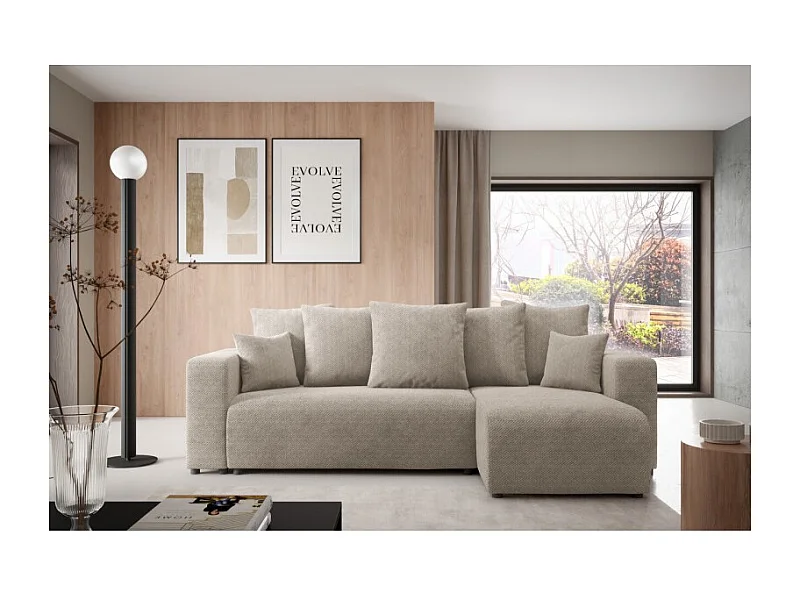 Canapé d'angle convertible LAVIA en Tissu Anti tâche hydrophobe Doux au Toucher