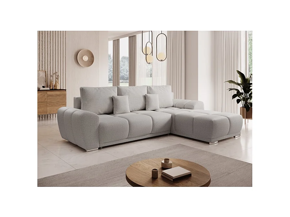 Canapé d'angle convertible BELUGIA en tissu anti tâche hydrophobe