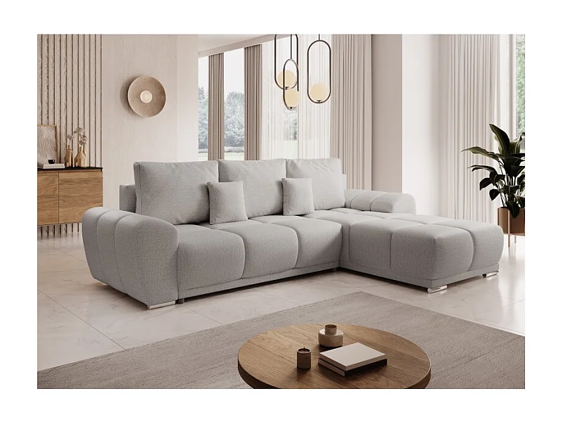 Canapé d'angle convertible BELUGIA en tissu anti tâche hydrophobe