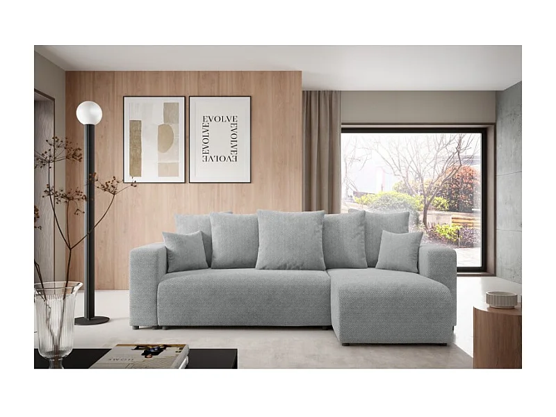 Canapé d'angle convertible LAVIA en Tissu Anti tâche hydrophobe Doux au Toucher